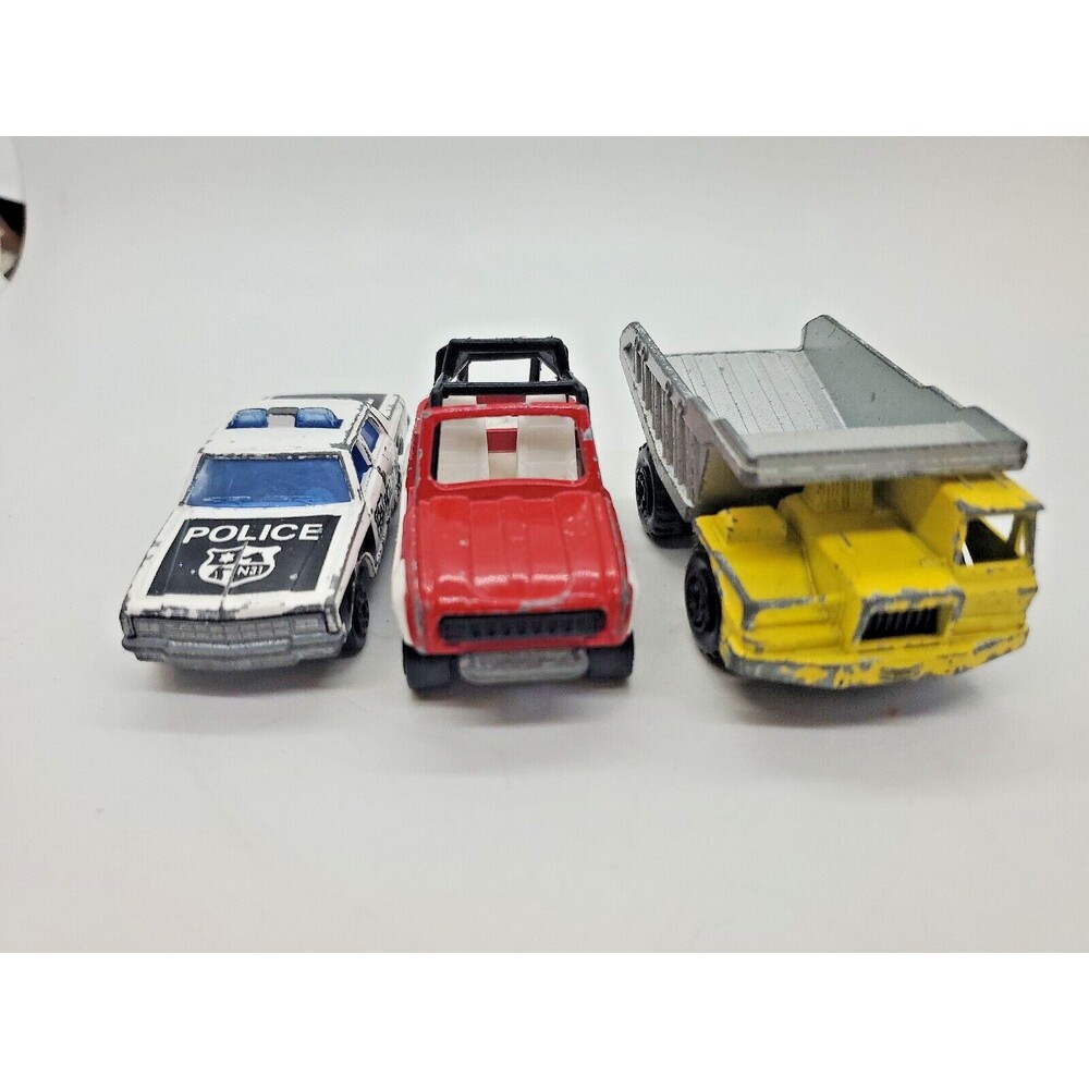 Mojorette Die Cast Cars France Lot Of 3 Jeep, Dump Truck, Police Diecast